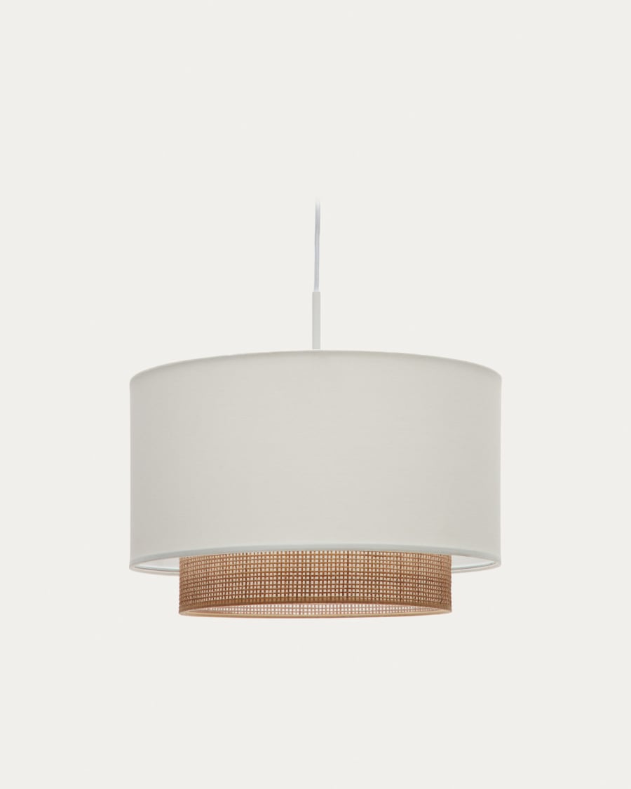 Kave Home - Erna bamboe plafondlamp met natuurlijke, witte afwerking.