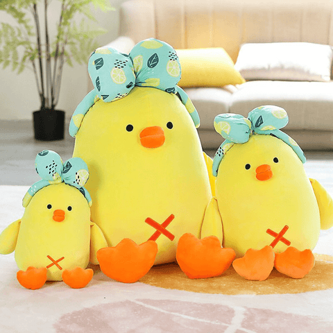 cuddly toy duck-duckling-yellow-with-headband