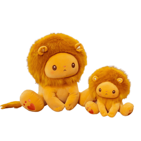 deux-petits-lion-en-peluche-moelleux-avec-coeur-sous-la-patte