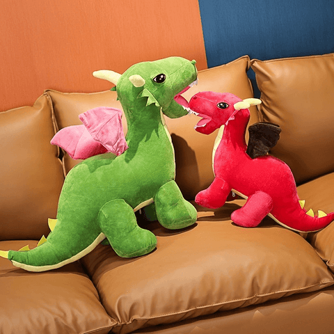Two-green-and-red-dragon-plush