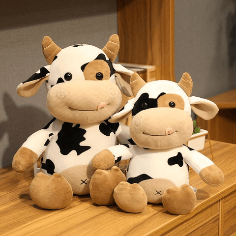 soft toy cow black white and brown 45 cm