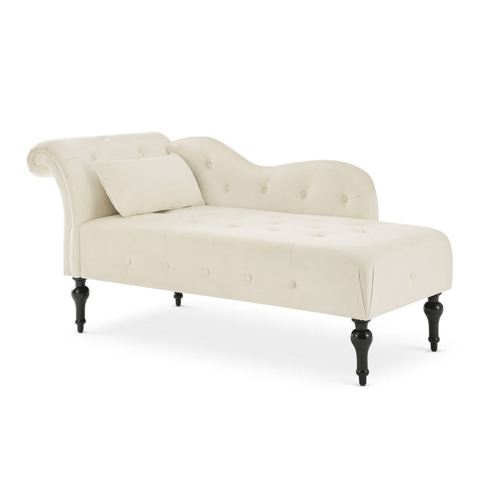 cream velvet chaise