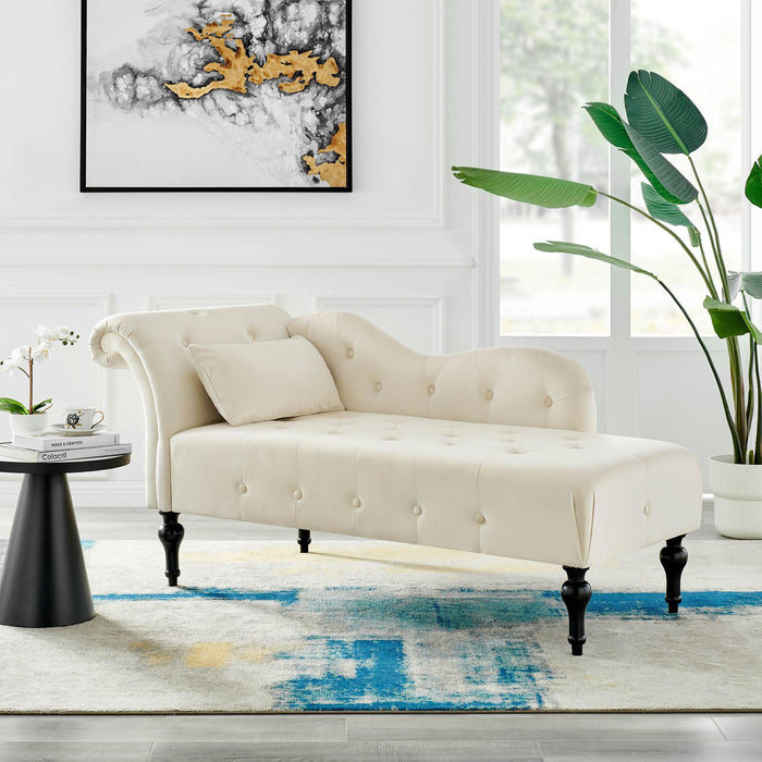 cream velvet chaise