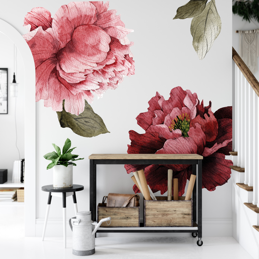 White Peony Flowers Removable Floral Wall Decal Set - On Sale - Bed Bath &  Beyond - 31718407