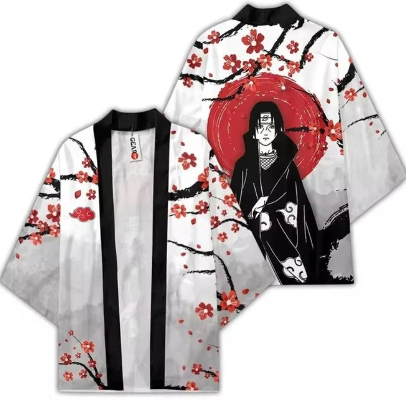 Uchiha Itachi shirt  Kimono Cardigan Print Crow Loose Blouse Shirt Haori Obi Asian Clothes Harajuku Streetwear