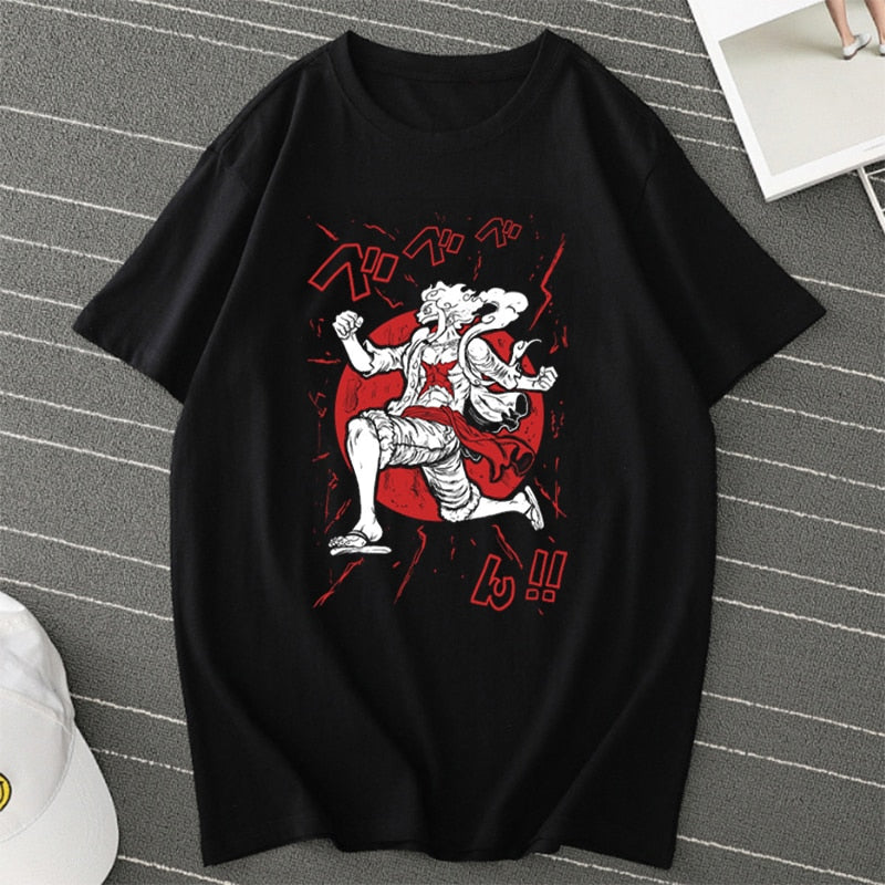 Monkey D. Luffy Sun God Nika Anime T-shirts Summer Tee Shirt One Piece ...