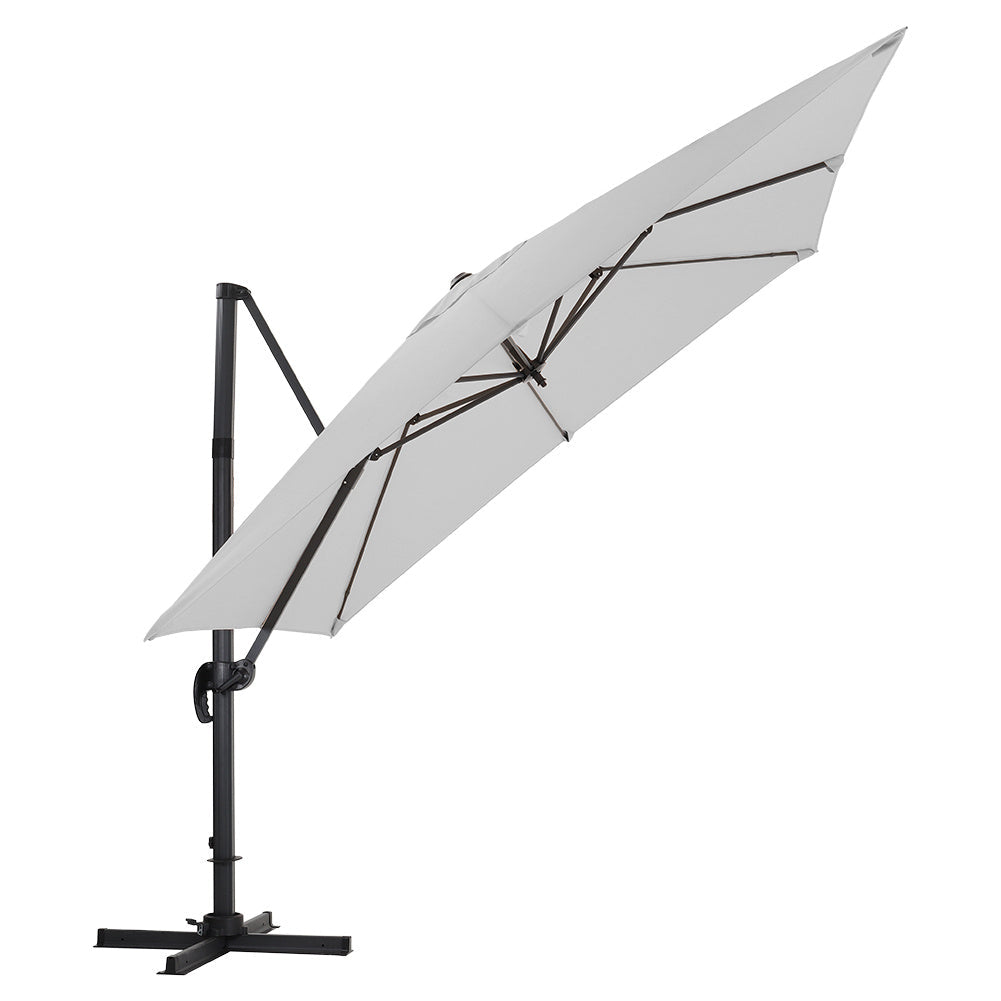 Image of Light Grey Square Outdoor Cantilever Parasol Umbrella