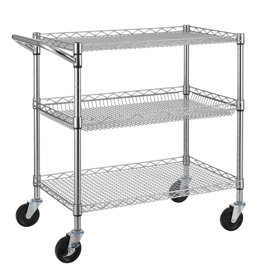 Finnhomy Heavy Duty 8 Tier Wire Shelving with Wheels 18x18x72.8-inches 8  Shelves Storage Rack Thicken Steel Tube, Pantry Shelves for Storage