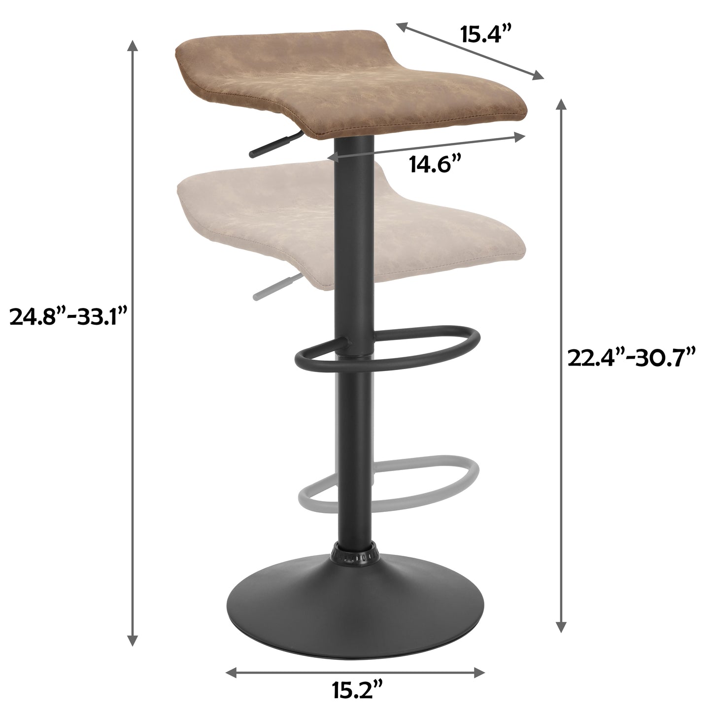 Finnhomy Bar Stool with Adjustable Height & Swivel, Set of 2, Vintage