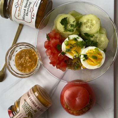 Salade de quinoa à la chiquetaille de hareng-saur