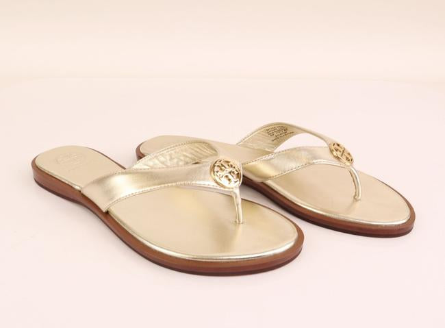 Tory Burch Benton Thong Metallic Calf Leather Spark Gold – Parismilking