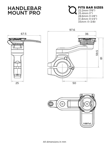 Quad Lock Handlebar Mount PRO Specs
