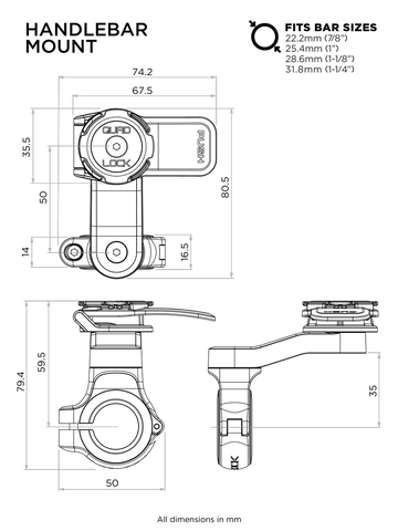 Quad Lock Handlebar Mount Specs