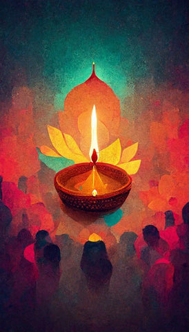 bright diwali diya artwork