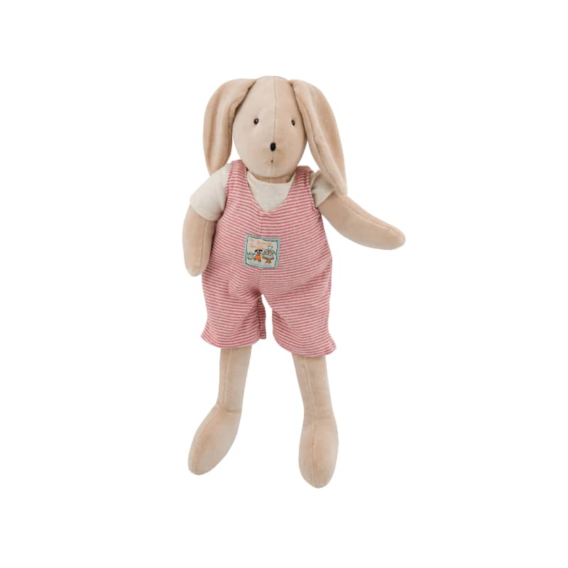 <h5>Description</h5>
<p>Sylvain the rabbit, one of the siblings from the complete range of plushes and hand puppets available in The Big Family collection.<br>He is a large size soft and cuddly doll ready to go to bed in its soft overalls.<br>  ##### Specifications</p>
<p><strong>Color</strong>: Beige<br><strong>Recommended Age</strong>: 0+<br><strong>Material</strong>: 80% cotton, 20% polyester<br><strong>Size (inches)</strong>: H: 20<br><strong>Weight (lbs)</strong>: 0,39<br><strong>Care instructions</strong>: Machine washable at 30°C on wool cycle. No tumble dry.</p>

