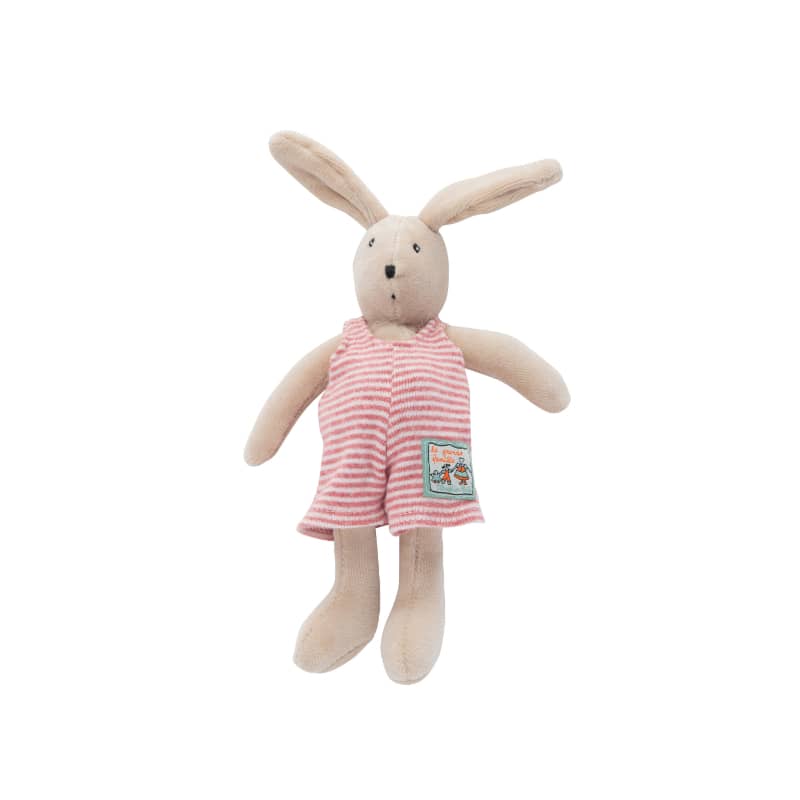 <h5>Description</h5>
<p>Sylvain the rabbit, is one of the siblings from the complete range of plushes and hand puppets available in The Big Family collection.<br>He is a small size soft and cuddly doll ready to go to bed in its soft overalls.<br>  ##### Specifications</p>
<p><strong>Color</strong>: Beige<br><strong>Recommended Age</strong>: 0+<br><strong>Material</strong>: 80% cotton, 20% polyester<br><strong>Size (inches)</strong>: H: 8<br><strong>Weight (lbs)</strong>: 0,09<br><strong>Care instructions</strong>: Machine washable at 30°C on wool cycle. No tumble dry.</p>
