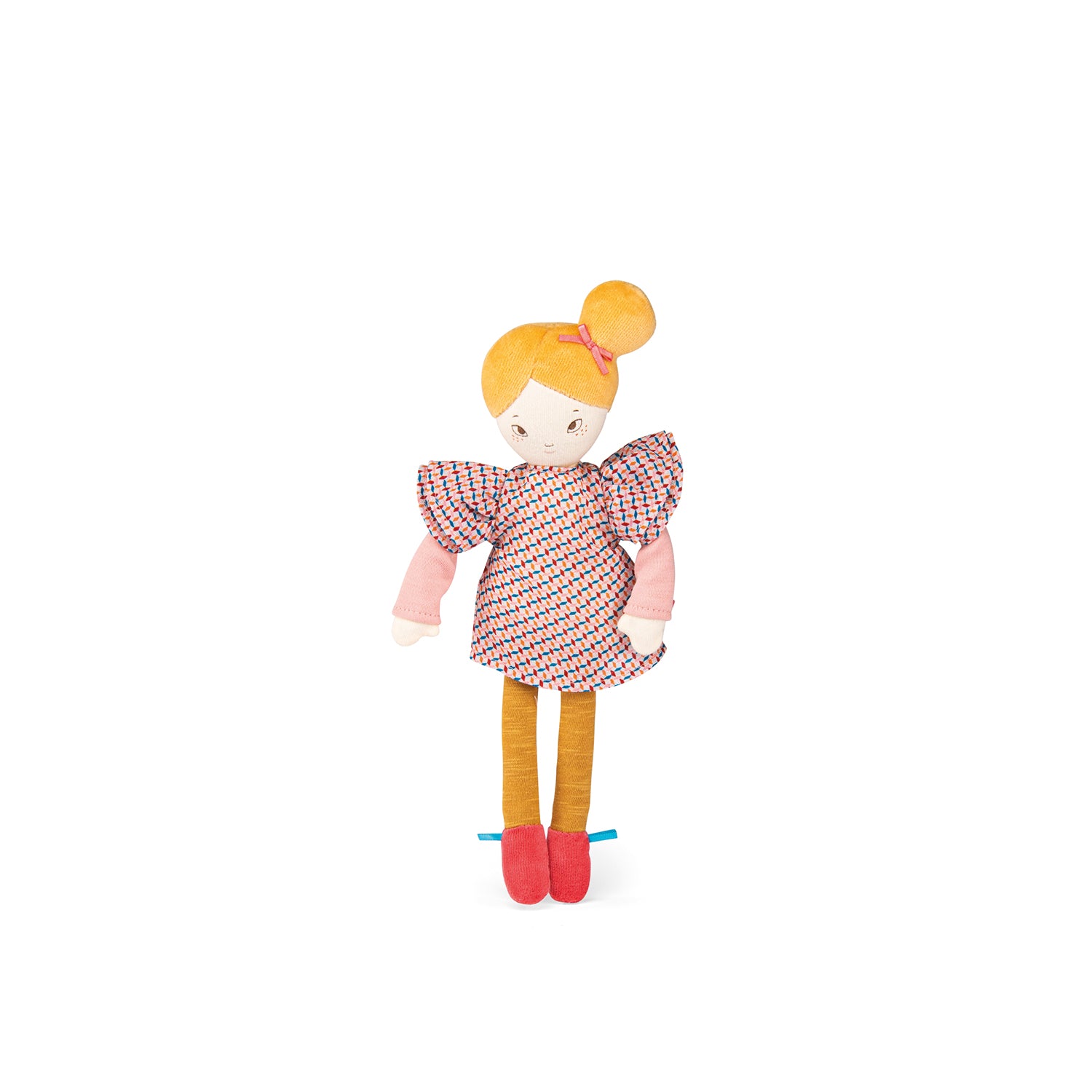 <h5>Description</h5>
<p>Mademoiselle Agathe is a sophisticated doll typically fashioned for strolls around Paris.<br> For the bright days, she has paired a pink puff-sleeve dress dotted with a delicate design, mustard jersey leggings and has her hair up in a bun.  </p>
<h5>Specifications</h5>
<p> <strong>Color</strong>: Multicolored<br><strong>Recommended Age</strong>: 1+<br><strong>Material</strong>: Cotton, Polyester<br><strong>Size (inches)</strong>: L: 3 x W: 10 x H: 1<br><strong>Weight (lbs)</strong>: 0,08<br><strong>Care instructions</strong>: Machine washable at 30°C on wool cycle.No tumble dry.</p>
