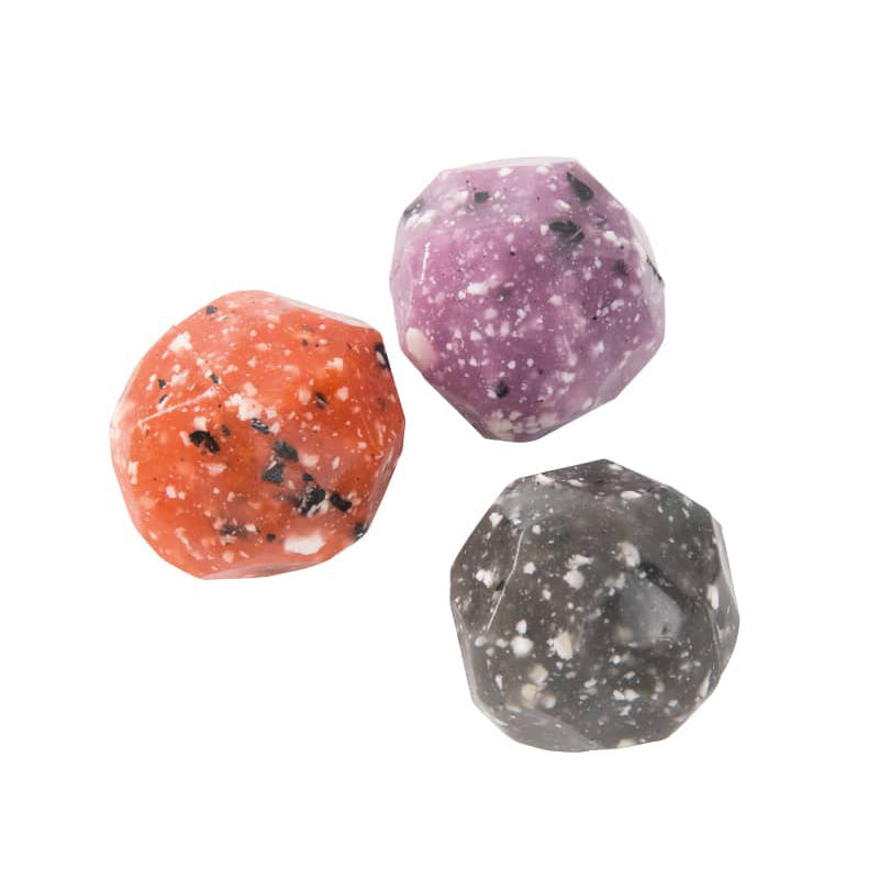 <h5>Description</h5>
<p>From the Little Wonders collection, this toy set of three bouncy balls have irregular shapes like minerals, imitating precious stones.<br>These are ideal for a treasure hunt!<br> Minimum order requirement: 1 Display box with 12 unit boxes / price per unit box</p>
<p> </p>
<h5>Specifications</h5>
<p><strong>Color</strong>: Multicolored<br><strong>Recommended Age</strong>: 3+<br><strong>Material</strong>: Rubber<br><strong>Size (inches)</strong>: L: 1,5<br><strong>Weight (lbs)</strong>: 0,18</p>
