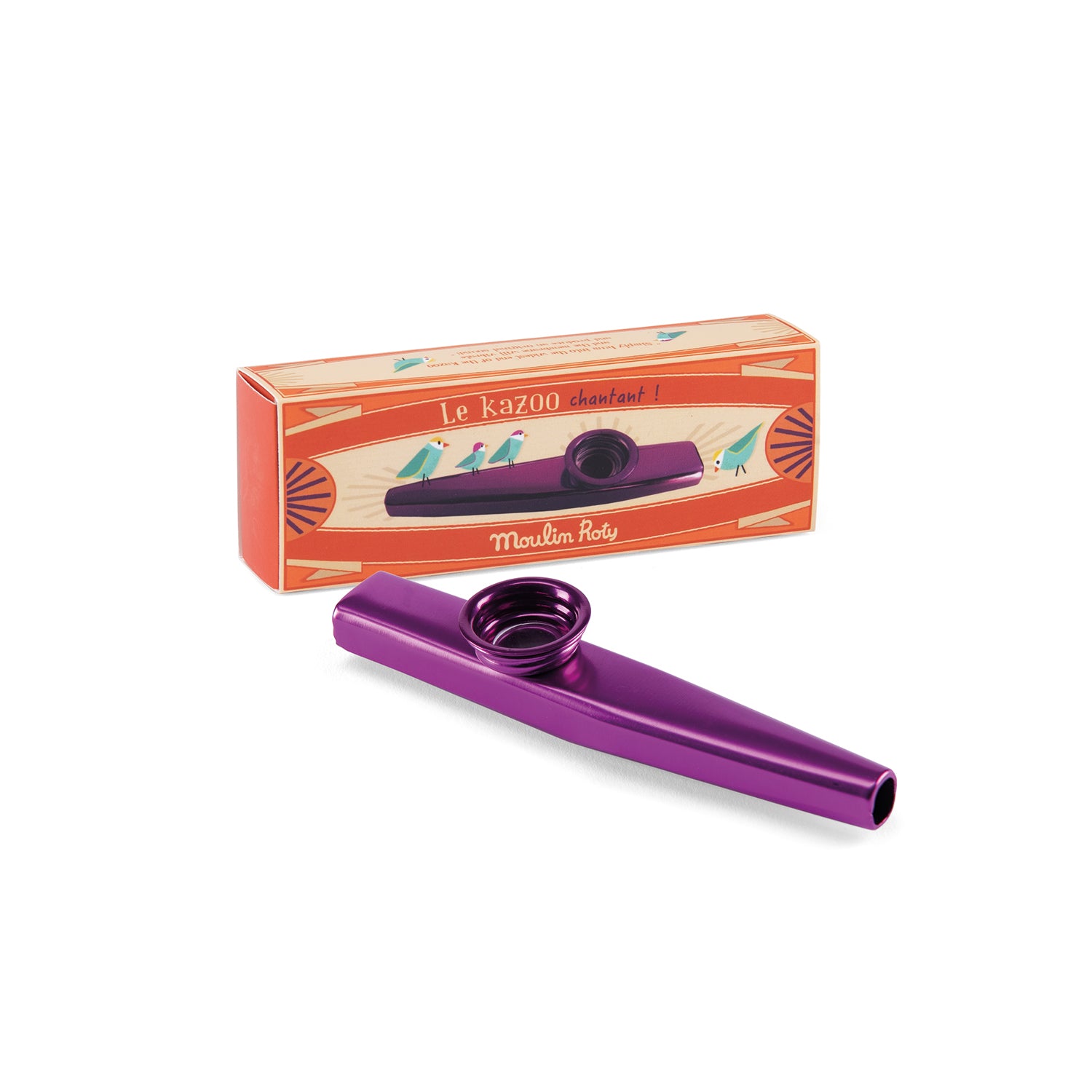 <h5>Description</h5>
<p>A 2023 addition in the Little Wonders collection, a lightweight and portable aluminium kazoo!<br> Fun to play , take it everywhere and play it through the human voice humming sound, relying on its own diaphragm and resonance tube for sound amplification. It creates a hoarse tone, somewhat similar to the saxophone.<br> If you like to sing but do not know how, you can still play the kazoo! You don&#39;t have to learn music theory. In just one minute you can play the tone of your dreams with a kazoo.   </p>
<h5>Specifications</h5>
<p> <strong>Color</strong>: Violet<br><strong>Recommended Age</strong>: 3+<br><strong>Material</strong>: Aluminium<br><strong>Size (inches)</strong>: L: 5 x W: 1 x H: 2<br><strong>Weight (lbs)</strong>: 0,02<br><strong>Care instructions</strong>: N/A</p>
