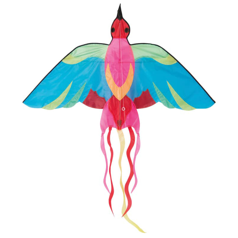 <h5>Description</h5>
<p>Just fun and entertainment with this School Out Day collection!<br>The sun is shining, run out and fly away high in the sky with this majestic kite.<br>This toy is a multicolored bird of paradise with a long ribbon tail.<br>Presented in its carry case, it includes a winding handle and two glass-fiber rods for the wings, easy to assemble.<br>  ##### Specifications</p>
<p><strong>Color</strong>: Multicolored<br><strong>Recommended Age</strong>: 3+<br><strong>Material</strong>: Polyester, glass fiber, polypropylene<br><strong>Size (inches)</strong>: L: 51 x W: 31<br><strong>Weight (lbs)</strong>: 0,26</p>
