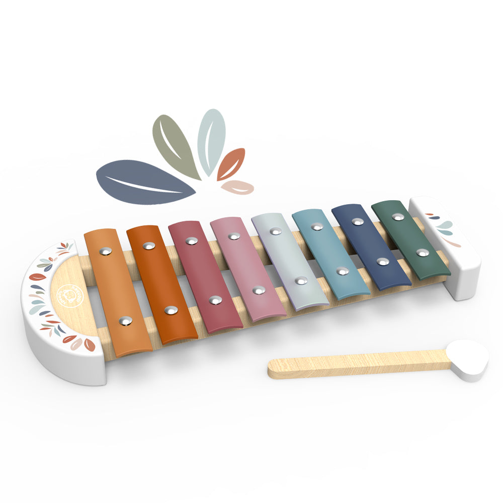 <h5>Description</h5>
<p>A fine colorful xylophone with metallic keys and single piece wooden mallet that your little one will enjoy.<br>Totally safe as it doesn&#39;t have any sharp edges.<br>It offers the full scale of eight musical tuned bars for an authentic musical experience. Each colored key in this musical toy matches their assigned notes for easy learning..<br>This toy is crafted from sustainably sourced wood from FSC® certified forests. Presented in a beautiful gift box.  </p>
<h5>Specifications</h5>
<p> <strong>Color</strong>: multicolor<br><strong>Recommended Age</strong>: 12+ months<br><strong>Material</strong>: wood<br><strong>Size (inches)</strong>: L: 11 x W: 0,8 x H: 1<br><strong>Weight (lbs)</strong>: 0,9174<br><strong>Care instructions</strong>: Clean only with a damp cloth. Do not use detergents.</p>
