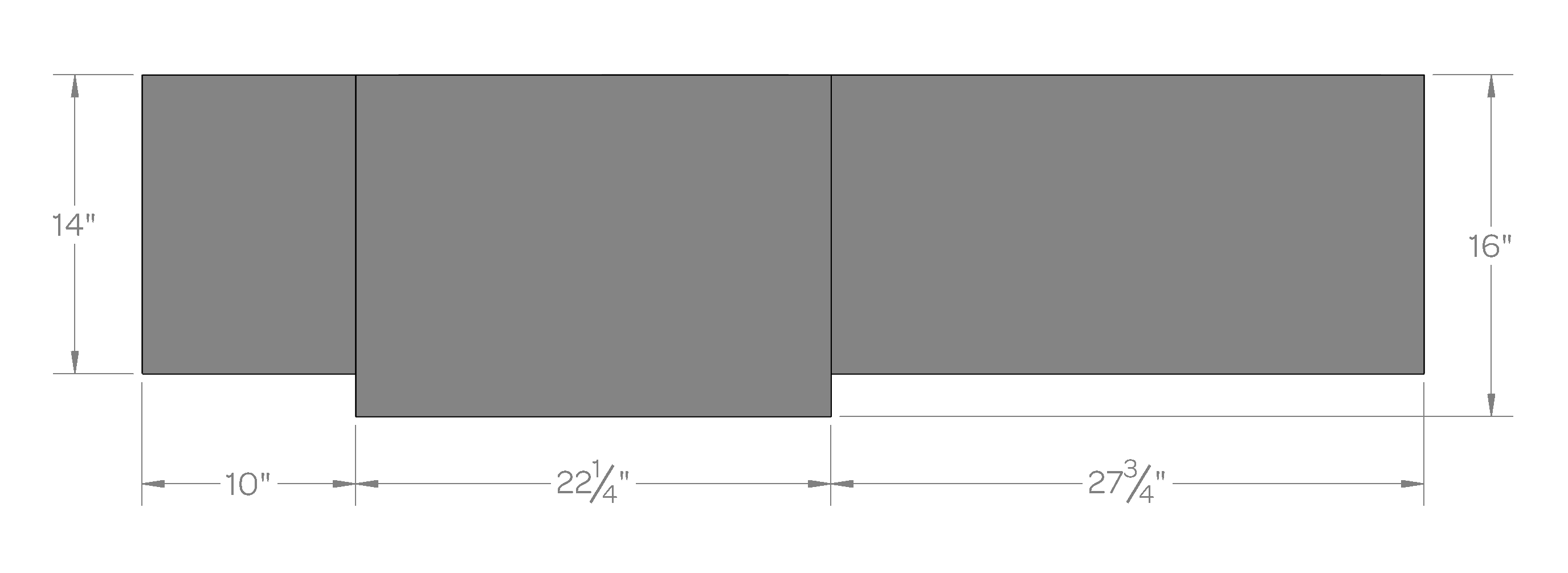 Fillmore 60" offset option top dimensions