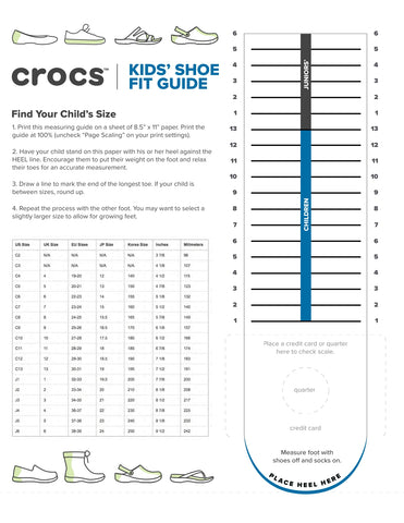 crocs kids sizing