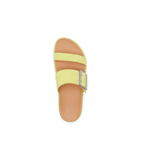 Roaming Buckle Womens Leather Slide Sandal - Sunnyside Yellow