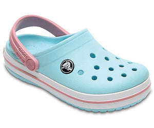 light blue and pink crocs