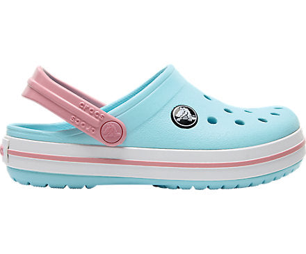 pink and blue crocs