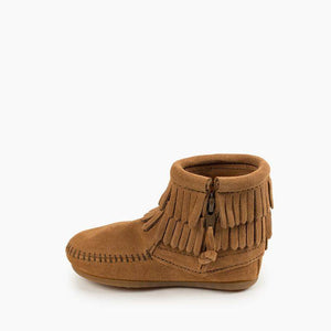 Kids' Double Fringe Side Zip Boot - Taupe