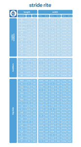 stride rite infant size chart