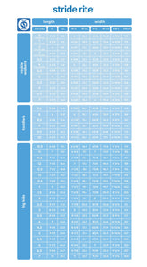 stride rite size chart width