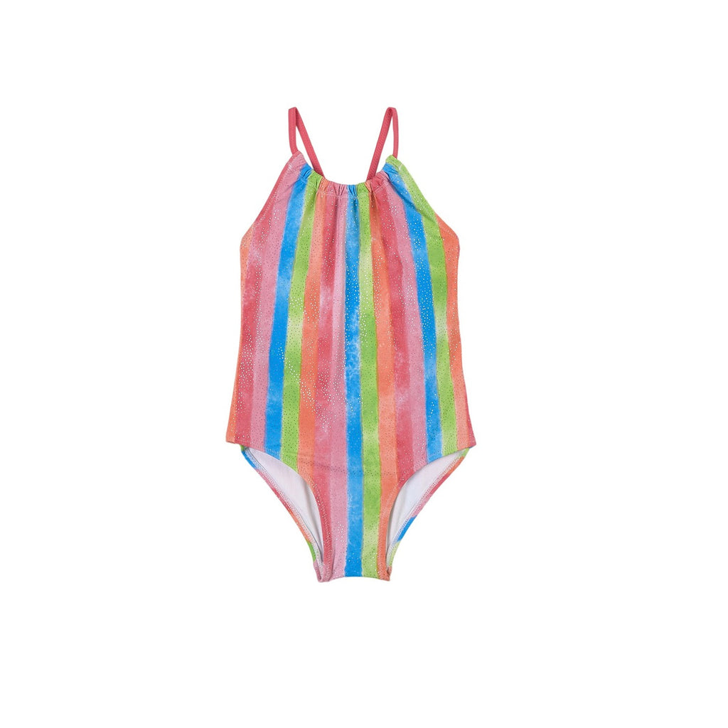 Teen Girls Sleeveless Tie Dye Fringe Tankini Swimsuit