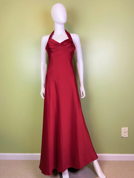 Calvin Klein Red Satin Halter Tuxedo Gown – ABBY ESSIE STUDIOS