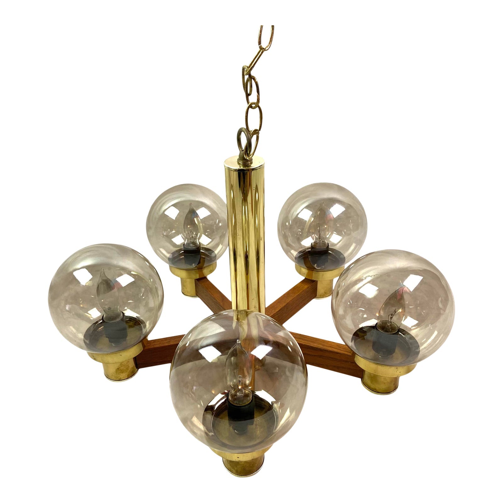 brass mid century modern chandelier