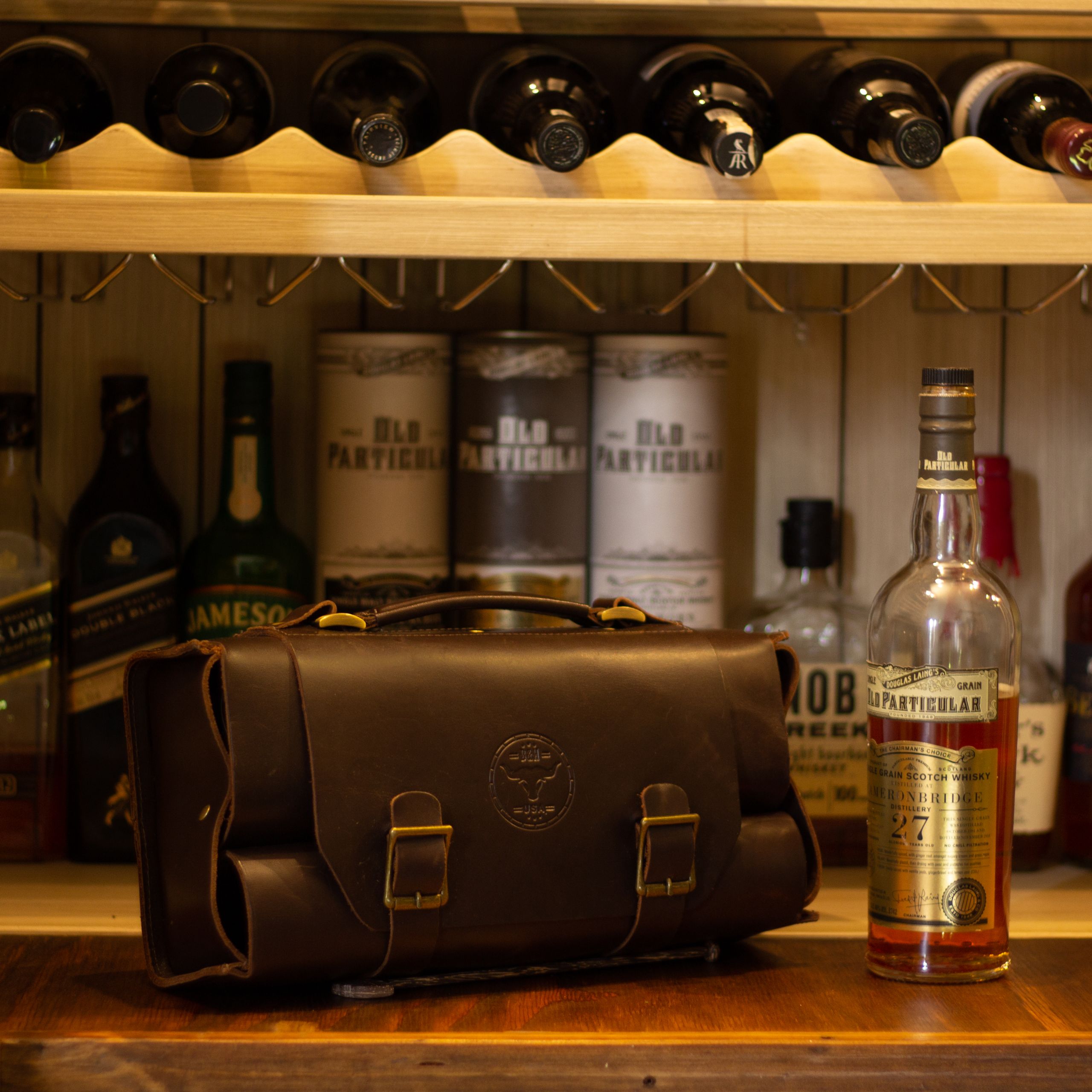 Leather Whiskey Carrier - Barrel and Hides product image