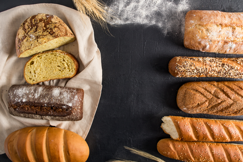 different types of bread displayed