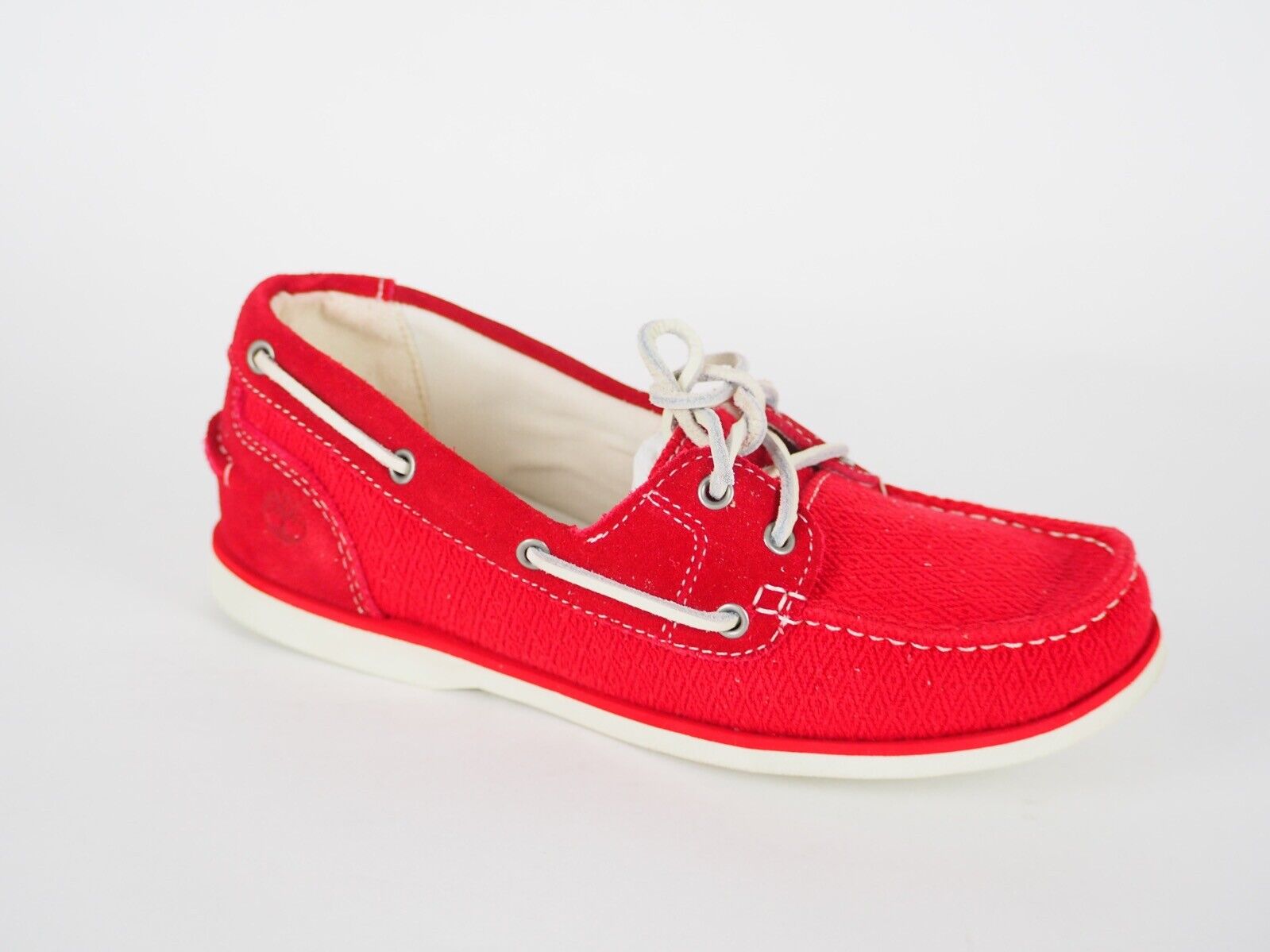 boekje gewelddadig Kelder Womens Timberland Classic 2 Eye A14LV Red Fabric Textured Boat Shoes –  London Top Style