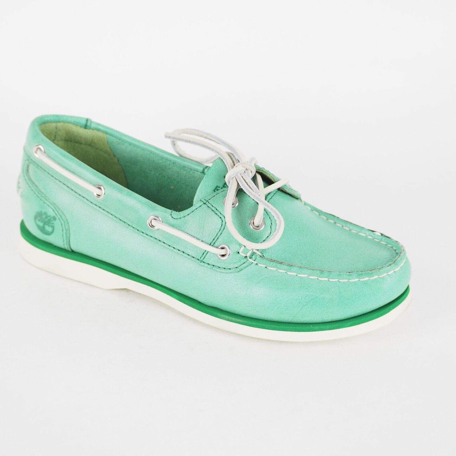 Allergisch Met pensioen gaan Ontslag Womens Timberland Classic A14Q5 Mint Green Leather 2 Eye Lace Up Boat –  London Top Style