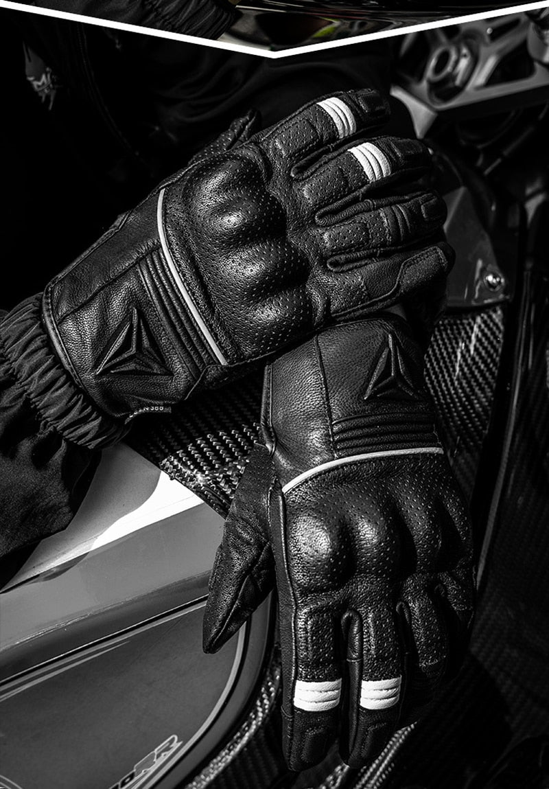 Men's Motorcycle Premium Leather Gel Padded Palm Street Cruiser Protected Biker Gloves
