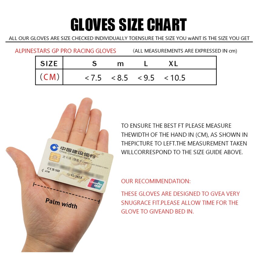 Gloves size chart