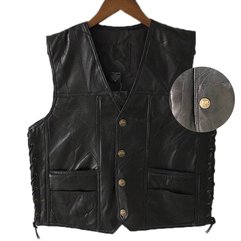 leather button up vest