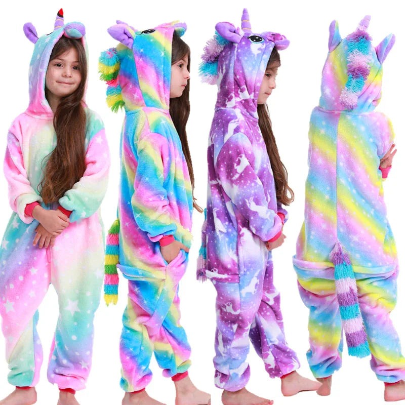 Winter Kids' Pajama Set: Boys Girls Onesies with Cute Unicorn Deer Anime Cosplay Costumes for Children