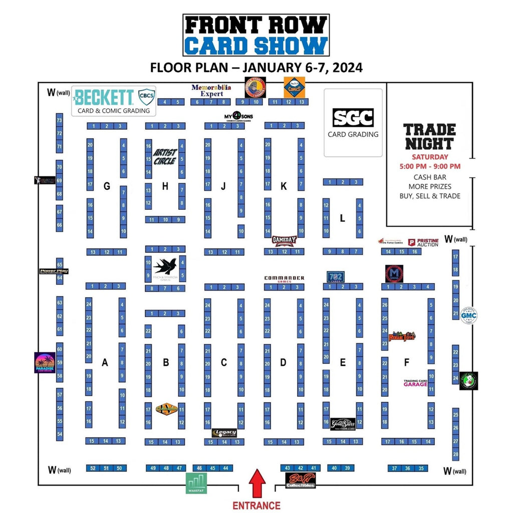 Front Row Card Show Vendor Map January 2024