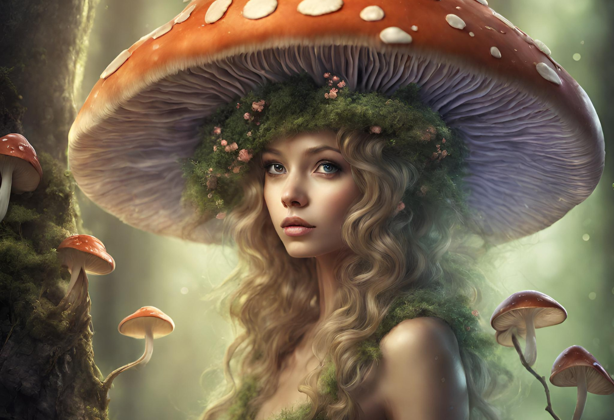 beautiful blond mushroom fairy