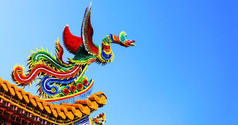 chinese phoenix on a roof