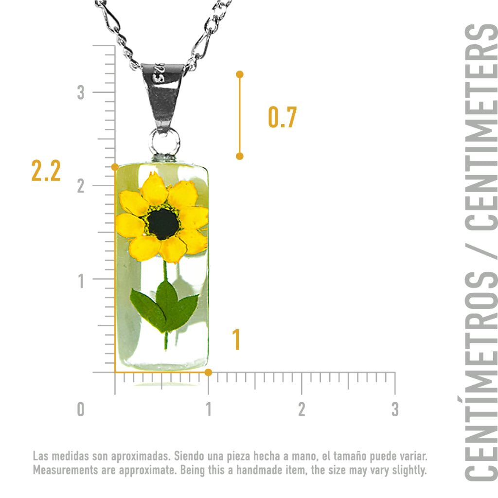 Collar de Girasol Natural en Plata .925 y Cadena Tipo Fígaro de 45 cm –  TAMI joyería