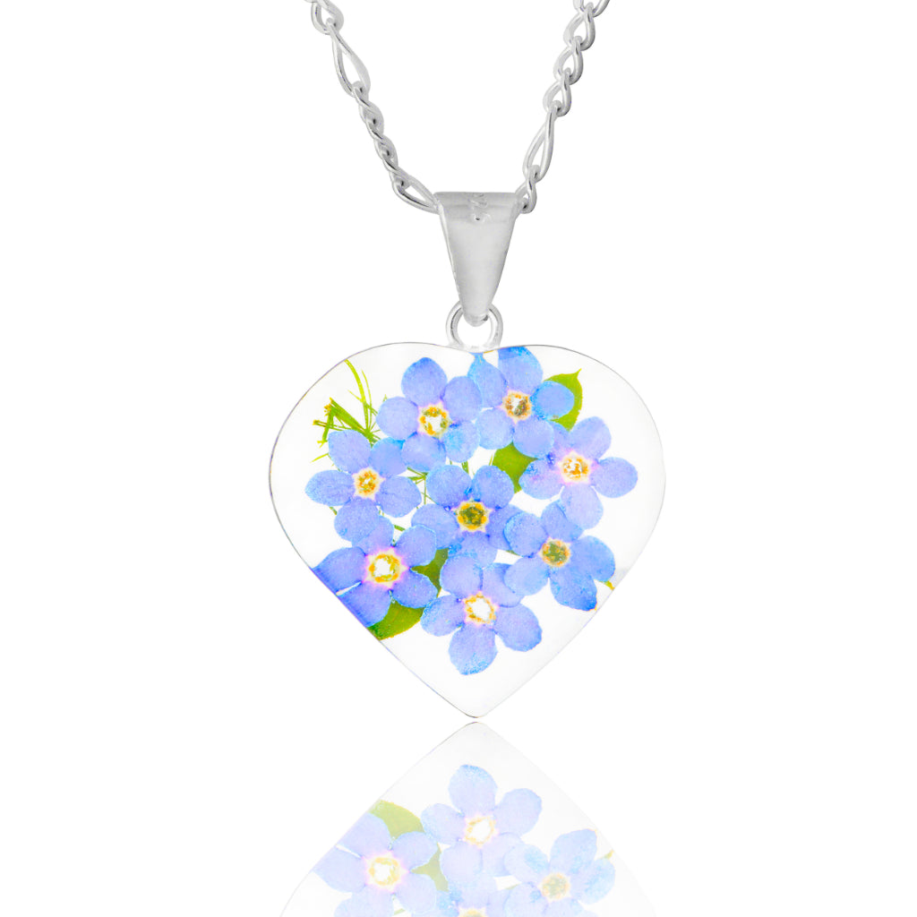 Collar con Flores de Nomeolvides en Corazón de Plata .925 TAMI – TAMI  joyería