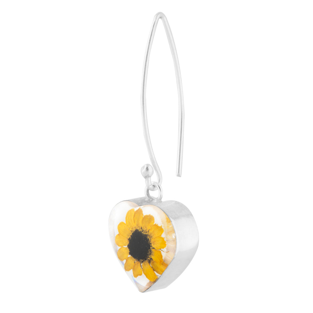 Juego de Girasoles Naturales en Corazón de Plata .925 (Dije y Aretes) –  TAMI joyería